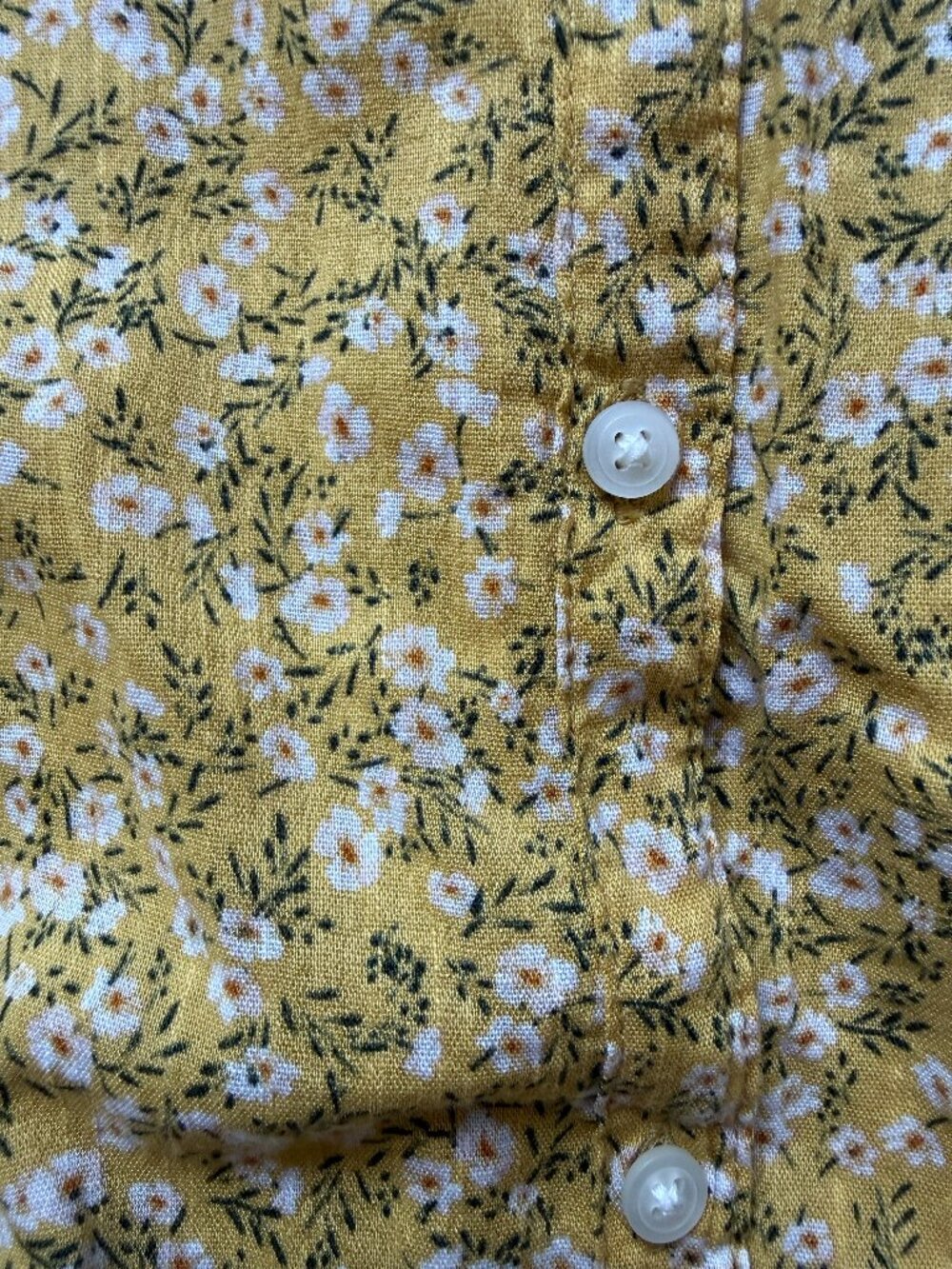 Old Navy Yellow Floral Button-Down Shirt Short Sleeve Cotton Rayon - EUC - S